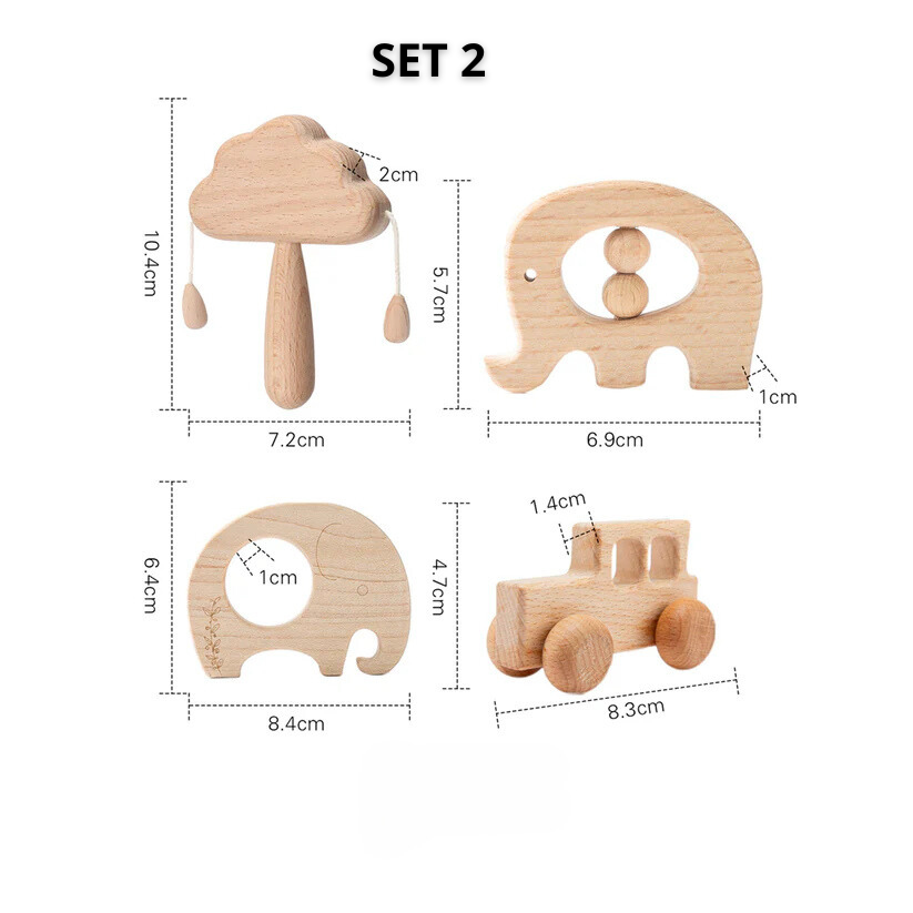 Klassiska träleksaker -  Set 4st