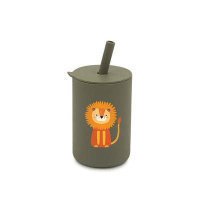 Silikonmugg med lock och sugrör