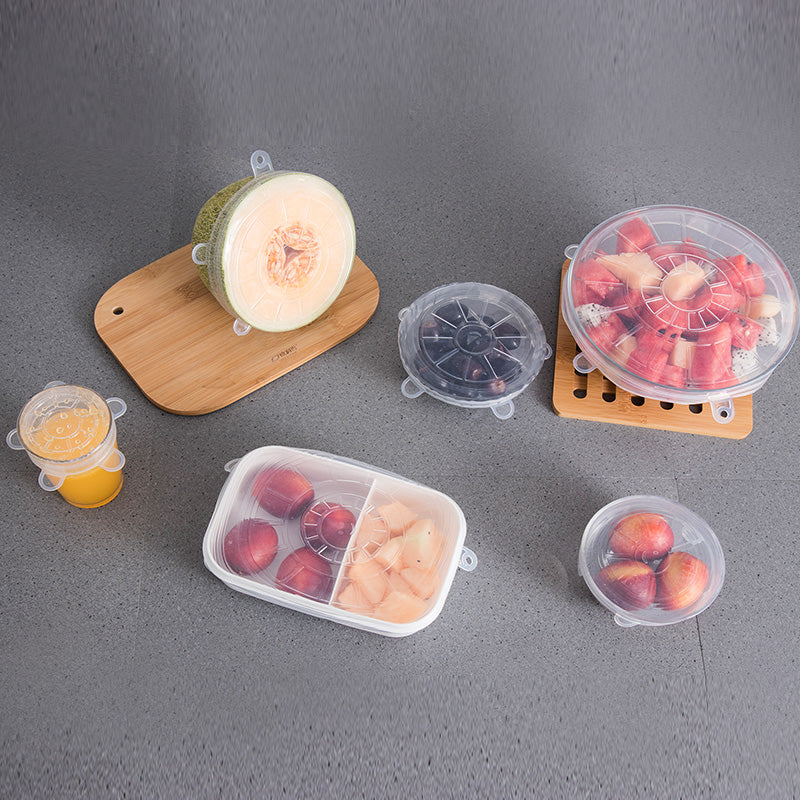 6Pcs Food Silicone Cover Fresh-keeping Dish Stretchy Lid Cap Reusable Wrap Organization Storage Tool Kitchen Accessories 6PCS Silicone Stretch Lids GladareVardag