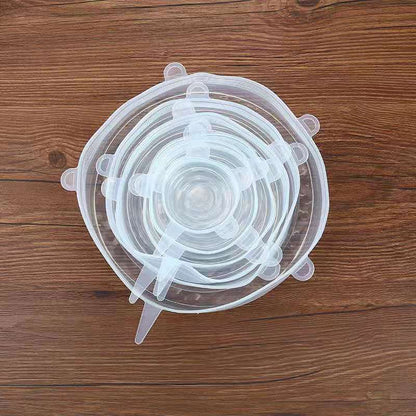 6Pcs Food Silicone Cover Fresh-keeping Dish Stretchy Lid Cap Reusable Wrap Organization Storage Tool Kitchen Accessories 6PCS Silicone Stretch Lids GladareVardag