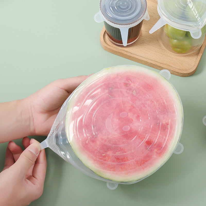 6Pcs Food Silicone Cover Fresh-keeping Dish Stretchy Lid Cap Reusable Wrap Organization Storage Tool Kitchen Accessories 6PCS Silicone Stretch Lids GladareVardag