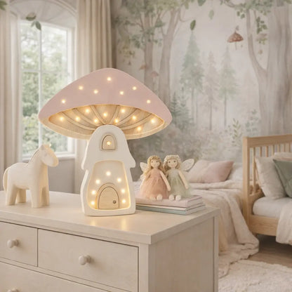 Handgjord nattlampa för barn i trä - Svamp Little Lights