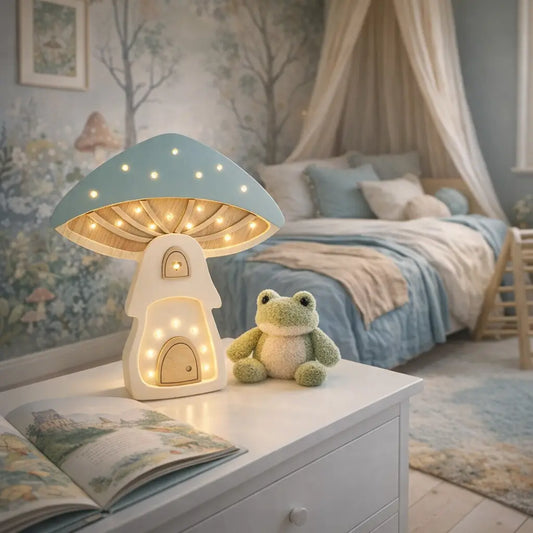 Handgjord nattlampa för barn i trä - Svamp Little Lights